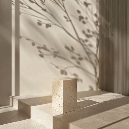 Minimalistic white podium for product presentation. 3D rendering.の素材