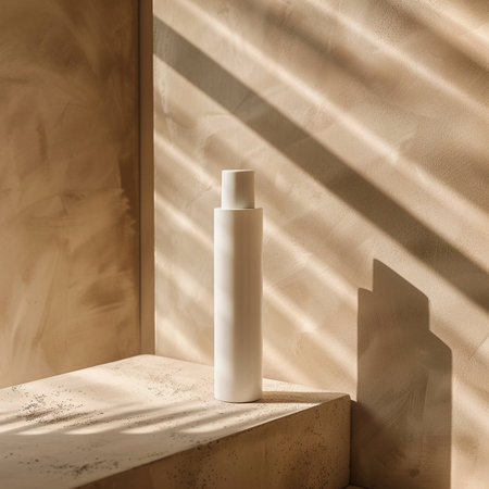 Cosmetic bottle mockup with shadow on the wall. 3d renderingの素材