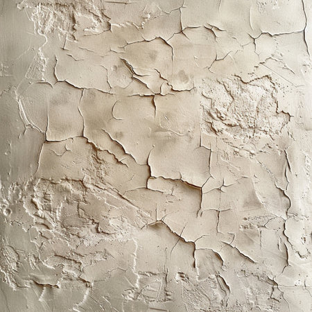 Texture of old rustic wall covered with beige stuccoの素材