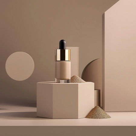 3d render of cosmetic product display podium. Beauty and fashion concept.の素材