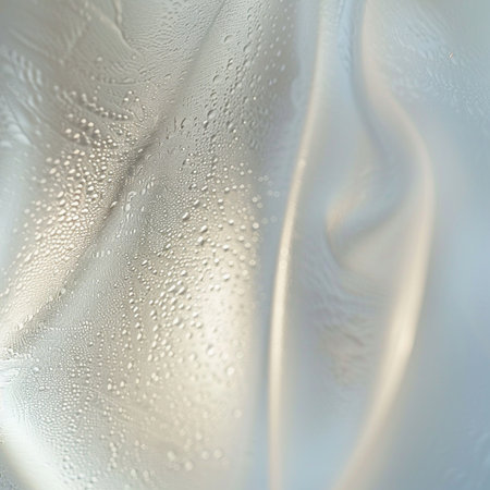 Water droplets on a white fabric as an abstract background. Textureの素材