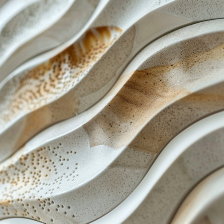 Closeup detail of a set of white ceramic tableware plates in a rowの素材