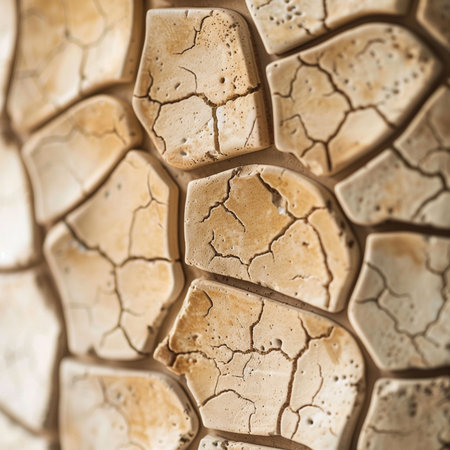 Close-up of cracked stone wall. Abstract background and texture for design.の素材