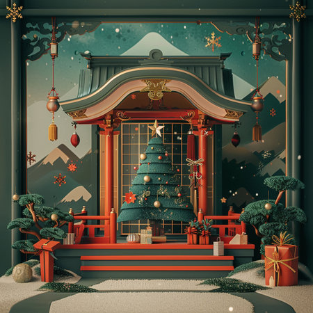 Christmas and New Year decorations in retro style. 3D illustrations.の素材