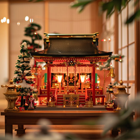 Traditional chinese shrine in Hong Kong, China. Christmas decoration.の素材