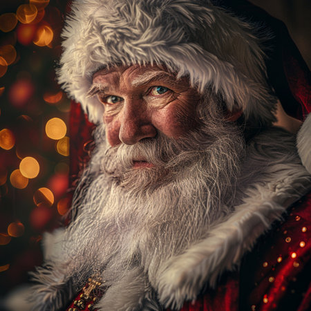 Portrait of Santa Claus with christmas decoration. Christmas theme.の素材