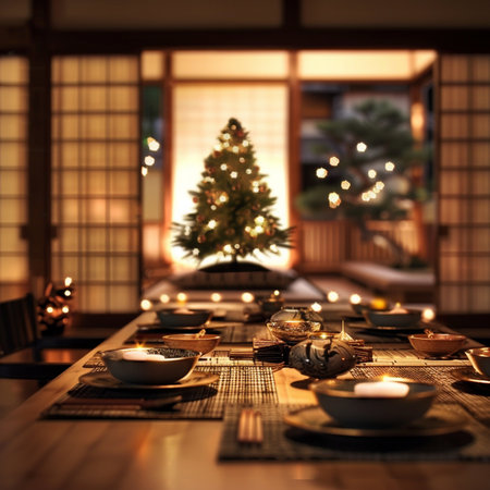 Christmas and New Year Decorations in Japanese-style room.の素材
