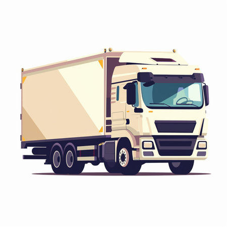 Cargo truck isolated on white background. Flat style vector illustration.のイラスト素材