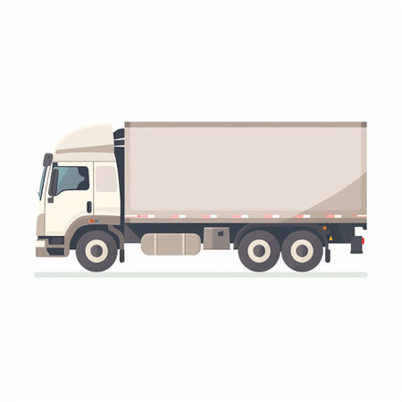 Cargo truck isolated on white background. Flat style vector illustration.のイラスト素材