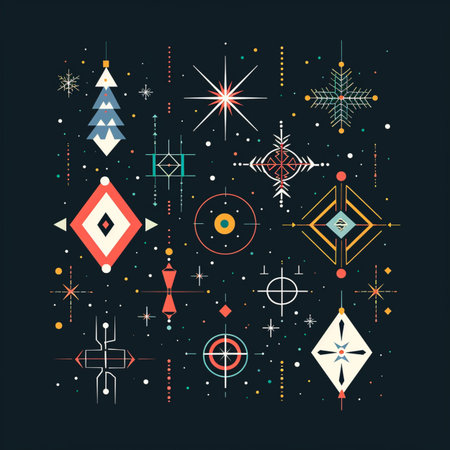 Vector illustration of a set of abstract geometric shapes in retro style.のイラスト素材
