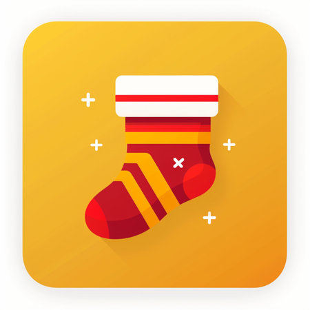 Christmas sock icon. Flat design style. Colorful vector illustration.のイラスト素材