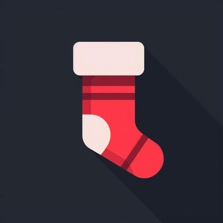 Christmas sock icon. Flat design style with long shadow,eps10のイラスト素材