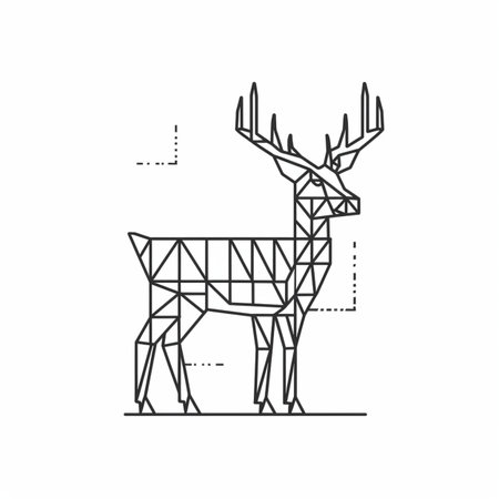 Deer line art vector illustration isolated on white background. Minimalistic design.のイラスト素材