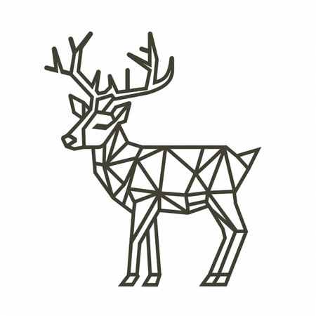 Polygonal deer isolated on a white background. Vector illustration.のイラスト素材