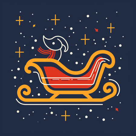 Christmas card with Santa Claus on a sleigh. Vector illustration.のイラスト素材