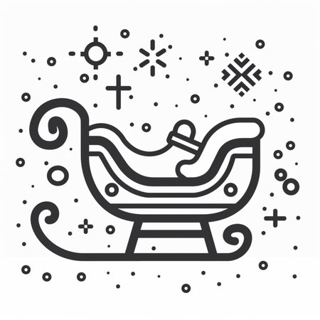 Christmas sleigh line icon. Vector illustration. Isolated on white background.のイラスト素材