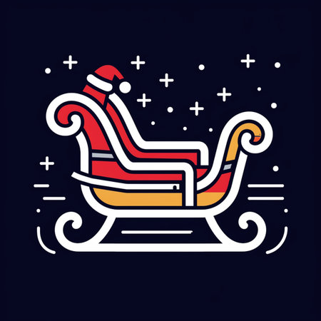 Santa Claus sleigh vector illustration. Merry Christmas and Happy New Year.のイラスト素材