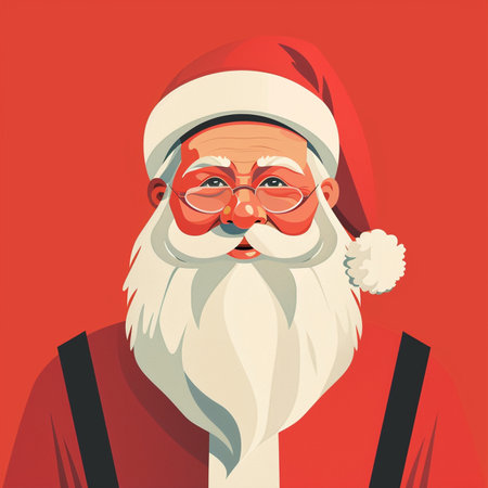 Santa Claus in red hat and glasses. Vector illustration in flat styleのイラスト素材