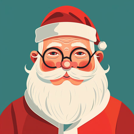 Santa Claus in red clothes and glasses. Vector illustration in cartoon style.のイラスト素材