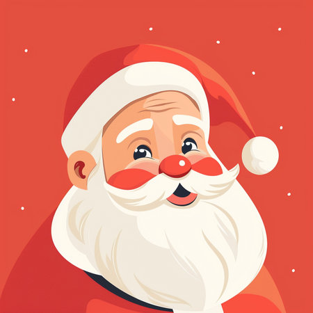 Santa Claus face. Vector illustration in cartoon style on red background.のイラスト素材