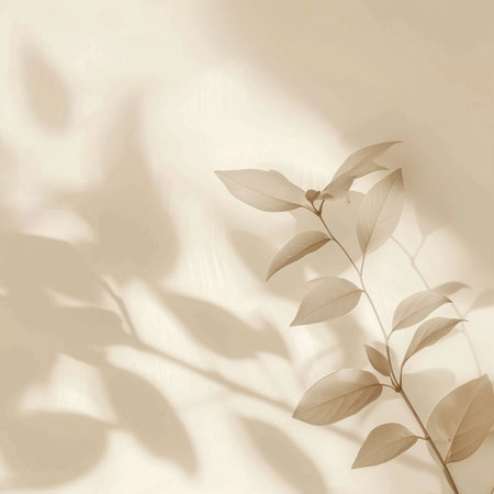abstract background with leaves and shadow on the wall - sepia toneの素材