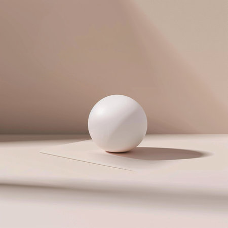 White ball on a beige background, 3d rendering. Computer digital drawing.の素材