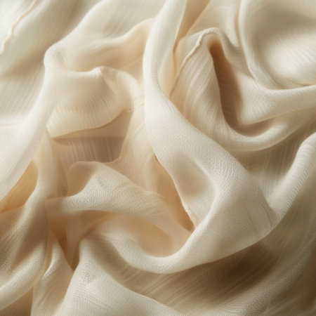 Crumpled white satin as background, closeup of photoの素材