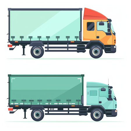 Trucks isolated on white background. Flat style vector illustration.のイラスト素材