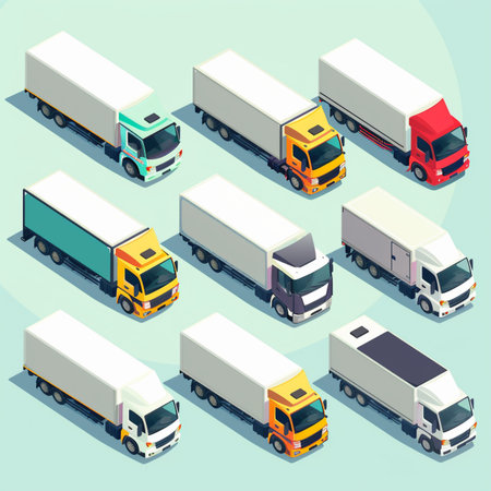 Set of trucks. Isometric flat 3d vector illustration. Set of trucks.のイラスト素材