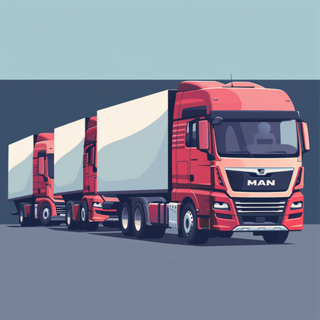 Truck on the road. Cargo transportation. Vector illustration in flat styleのイラスト素材