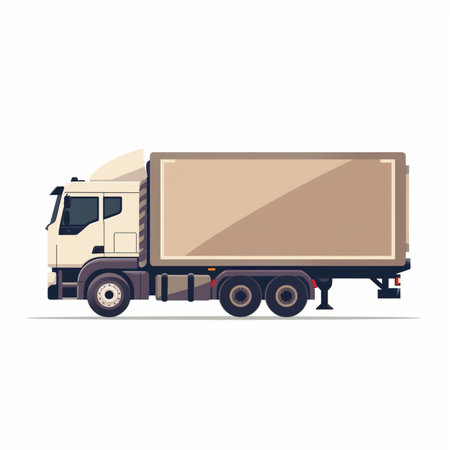 Cargo truck on a white background. Vector illustration in flat style.のイラスト素材