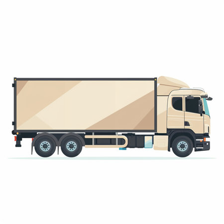 Truck with a trailer isolated on a white background. Vector illustration.のイラスト素材