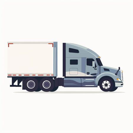 Cargo truck. Flat vector illustration isolated on a white background.のイラスト素材