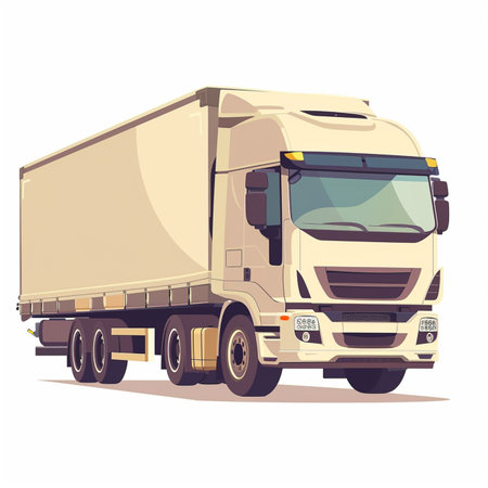 Cargo truck isolated on white background. Flat style vector illustration.のイラスト素材