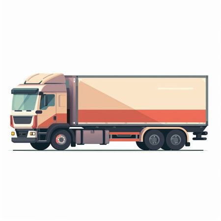 Cargo truck isolated on white background. Flat style vector illustration.のイラスト素材