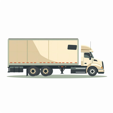 Truck vector illustration isolated on white background. Flat design style.のイラスト素材