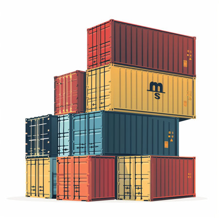 Cargo containers isolated on white background. Freight transportation. Vector illustration.のイラスト素材