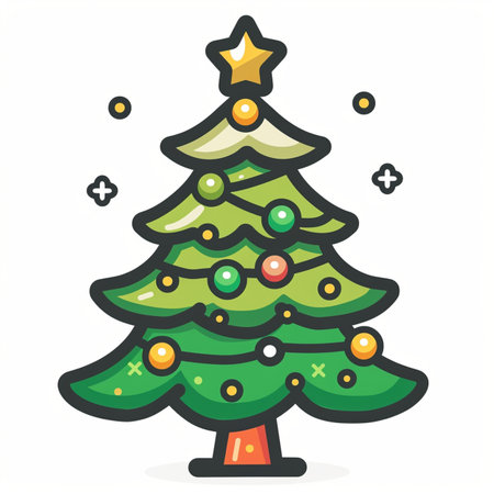 Christmas tree icon. Vector illustration. Isolated on white background.のイラスト素材