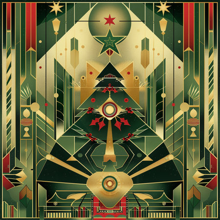 Christmas card with christmas tree and ornaments. Vector illustration.の素材