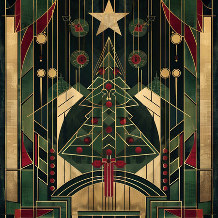 Retro christmas card with christmas tree on grunge backgroundの素材