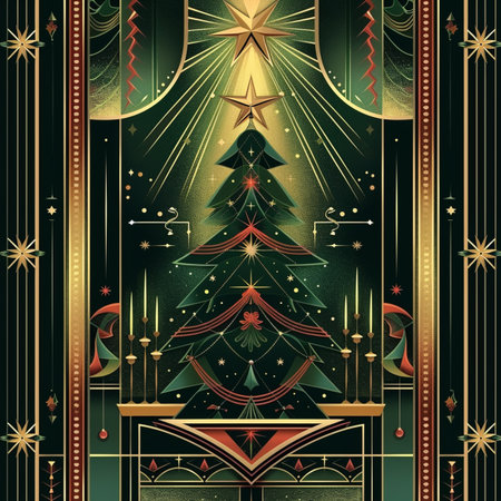 Christmas background with Christmas tree, snowflakes and stars. Vector illustration.の素材