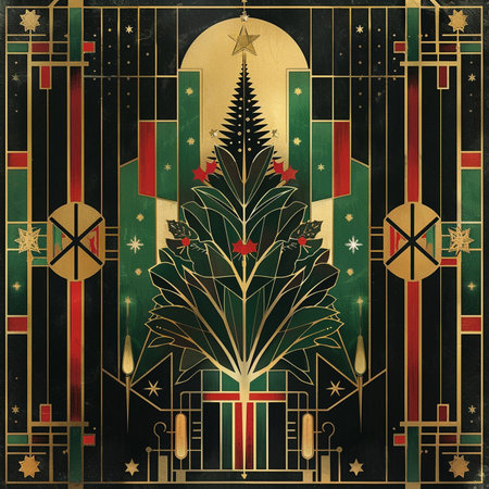 Retro Christmas card with Christmas tree. Vector illustration. Eps 10の素材