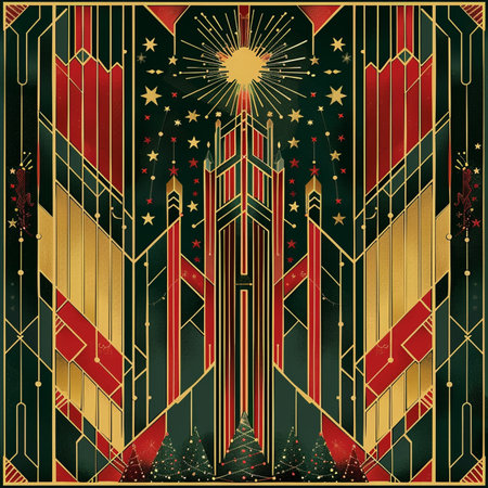 Retro christmas background with christmas trees and snowflakesの素材