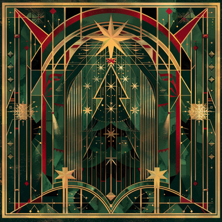 Grunge Christmas background with golden ornament and snowflakes.の素材