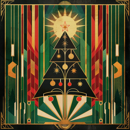 Retro Christmas card with Christmas tree. Vector illustration. Eps 10の素材