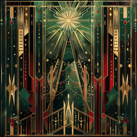 Christmas and New Year background with gold elements and snowflakes.の素材