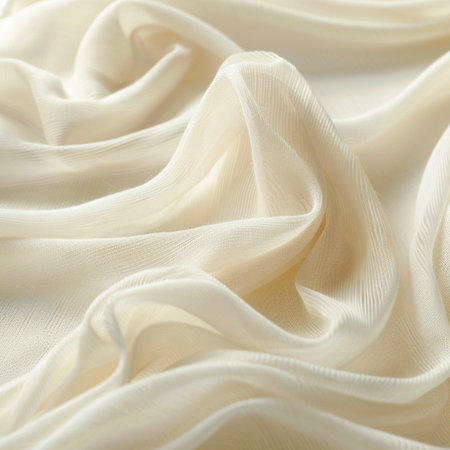 close up of white satin fabric texture background. studio shot.の素材
