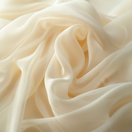 macro texture of white silk fabric, studio shot, soft focusの素材
