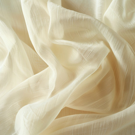 close up of white satin fabric texture for background with copy spaceの素材