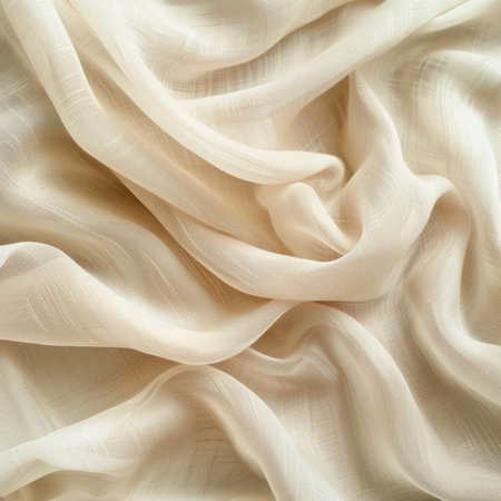 Texture, background, pattern. Silk fabric is white. tissue, textile, cloth, fabric, material, textureの素材